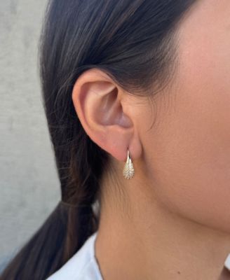 Gold Plated Cubic Zirconia Teardop Wire Earrings