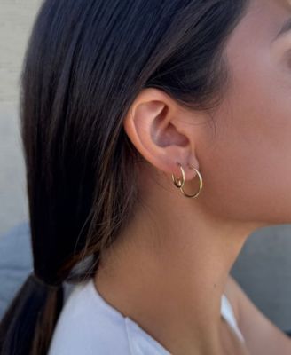 Gold Vermeil Sterling Silver Endless Hoop Earrings Set