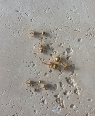 Gold Plated Ball Stud Earrings Set