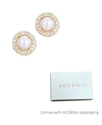 Gold Plated Cubic Zirconia Halo Stud Earrings