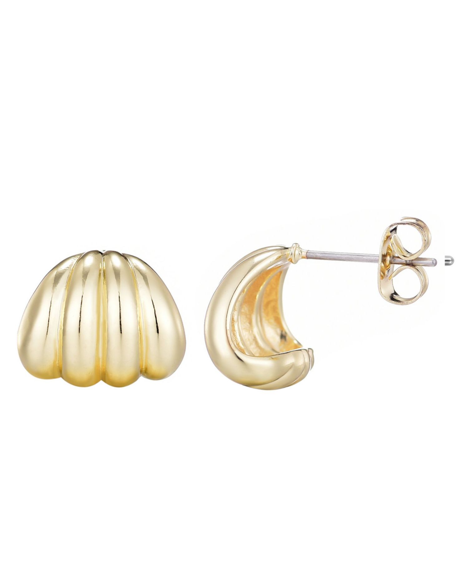 Gold Plated Fluted Wrap Around Huggie Earrings