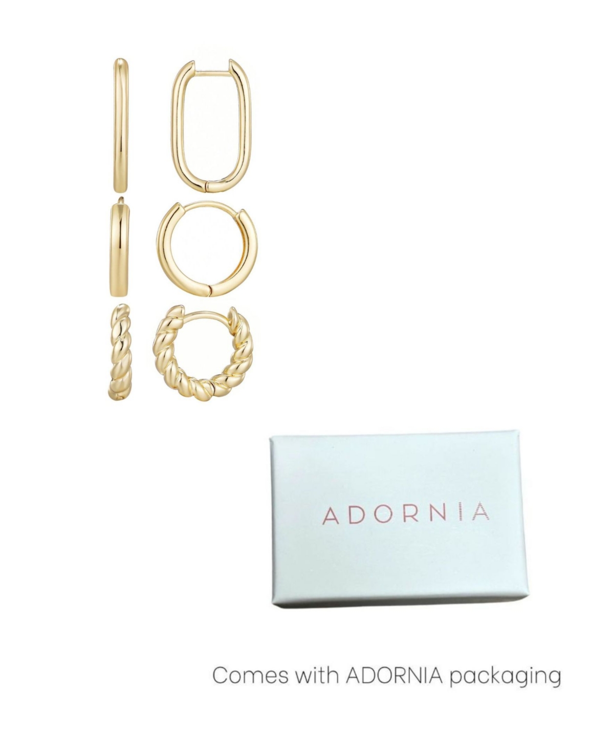 Adornia Gold Hoop Earrings Set In Gold