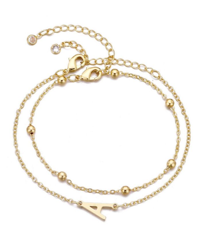 ADORNIA Gold Initial Bracelet Set