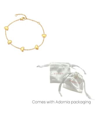 Tarnish Resistant Gold Plated Heart Station Bracelet