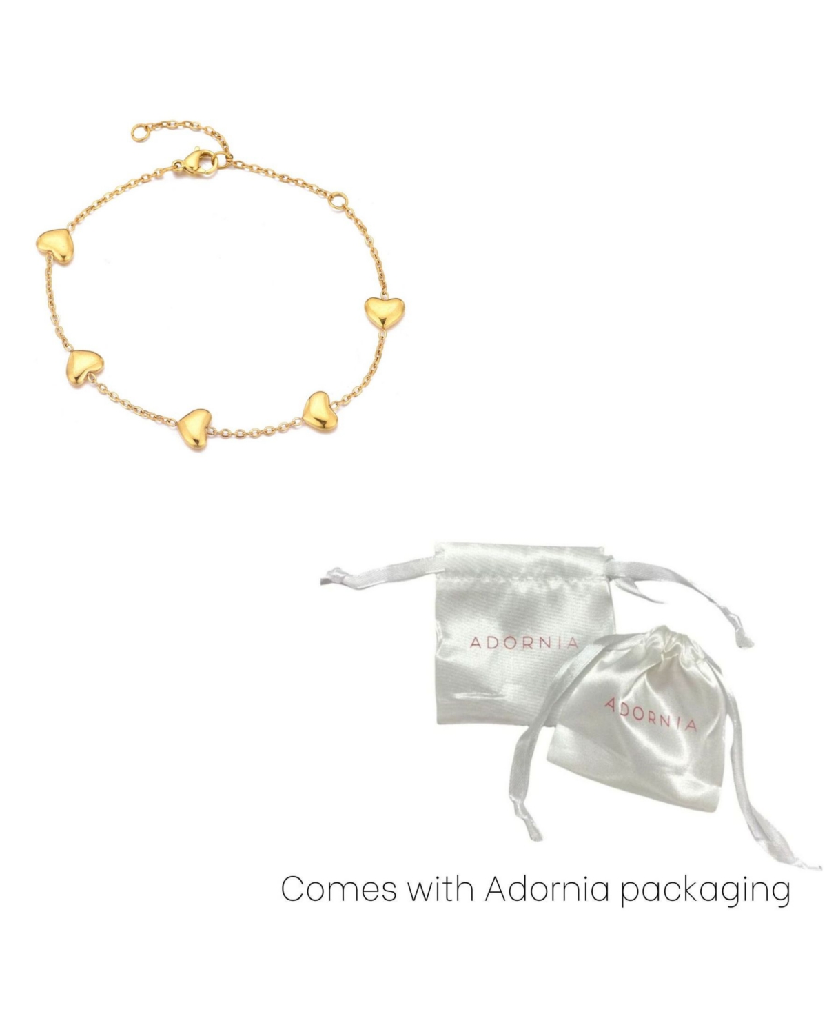 Adornia Tarnish Resistant 18k Gold Plated Heart Station Bracelet In Gold
