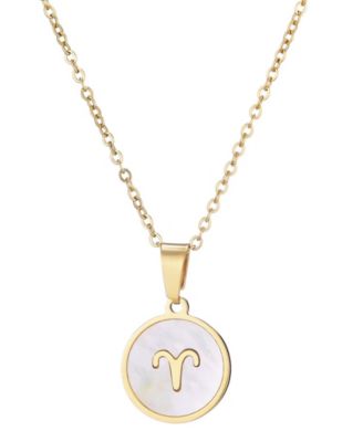 Tarnish Resistant Gold Mother of Pearl Zodiac Necklace