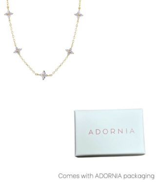 Gold Cubic Zirconia Flower Station Necklace