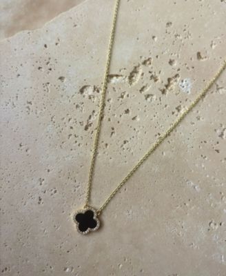 Gold Cubic Zirconia Black Clover Necklace