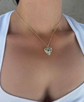 Cubic Zirconia Fluted Heart MOM Necklace