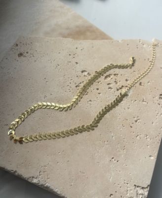 Gold Plated Adjustable Fishtail Chain Choker Necklace