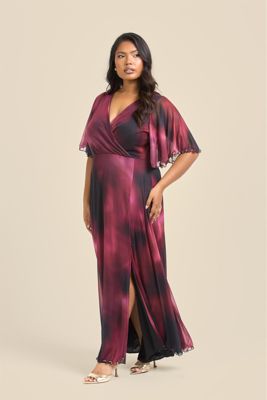 Women's Elegant Abstract Print Mesh Maxi Dress