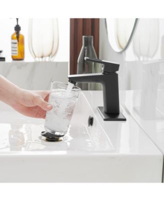 Single Hole Single-Handle Bathroom Faucet with drain in Matte Black