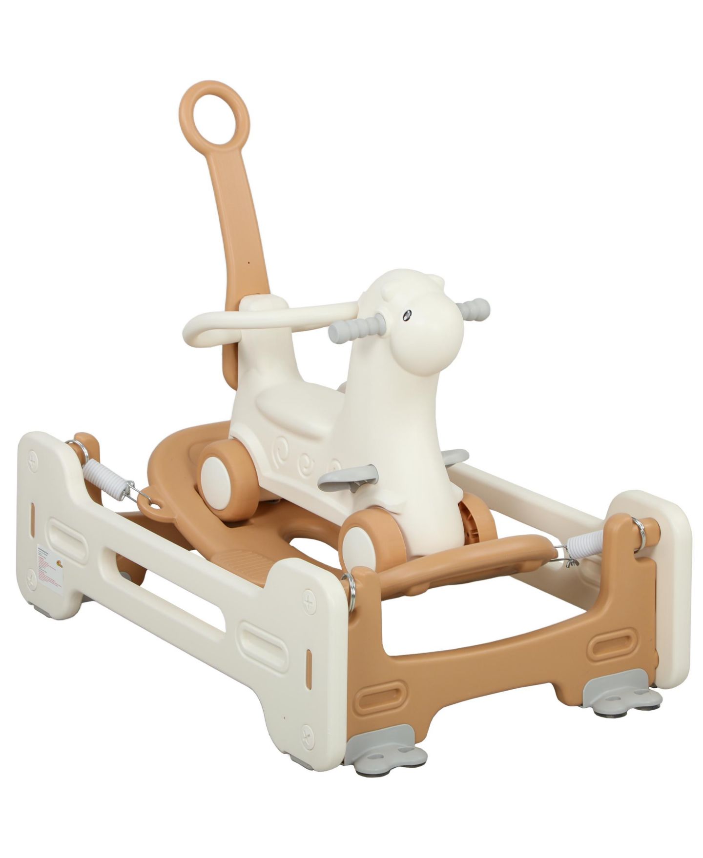Детская игрушка Qaba 5 in 1 Rocking Horse for Kids 1-3 Years w/ Balance Board, цвет: Коричневый — фото 1