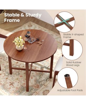 36'' Foldable Kitchen Table Round Dining Table w/Solid Rubber Wood Legs