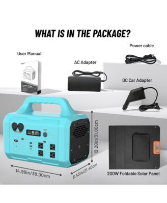 1000W Portable Power Station 1024Wh Solar Generator with AC Outlet & LED Light