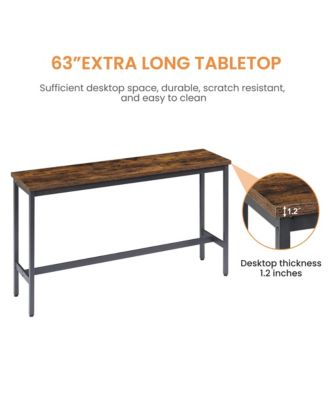 Long Bar Table Set with 3 Upholstered Stools for Kitchen, Dining or Banquet Hall