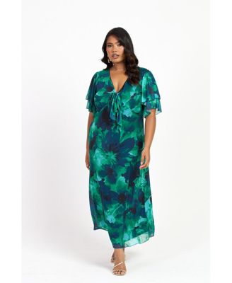 Women's Curve Flutter Sleeve Midi Dress