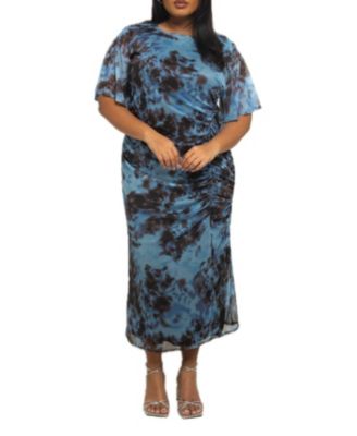 Women's Abstract Print Mesh Midi Dress