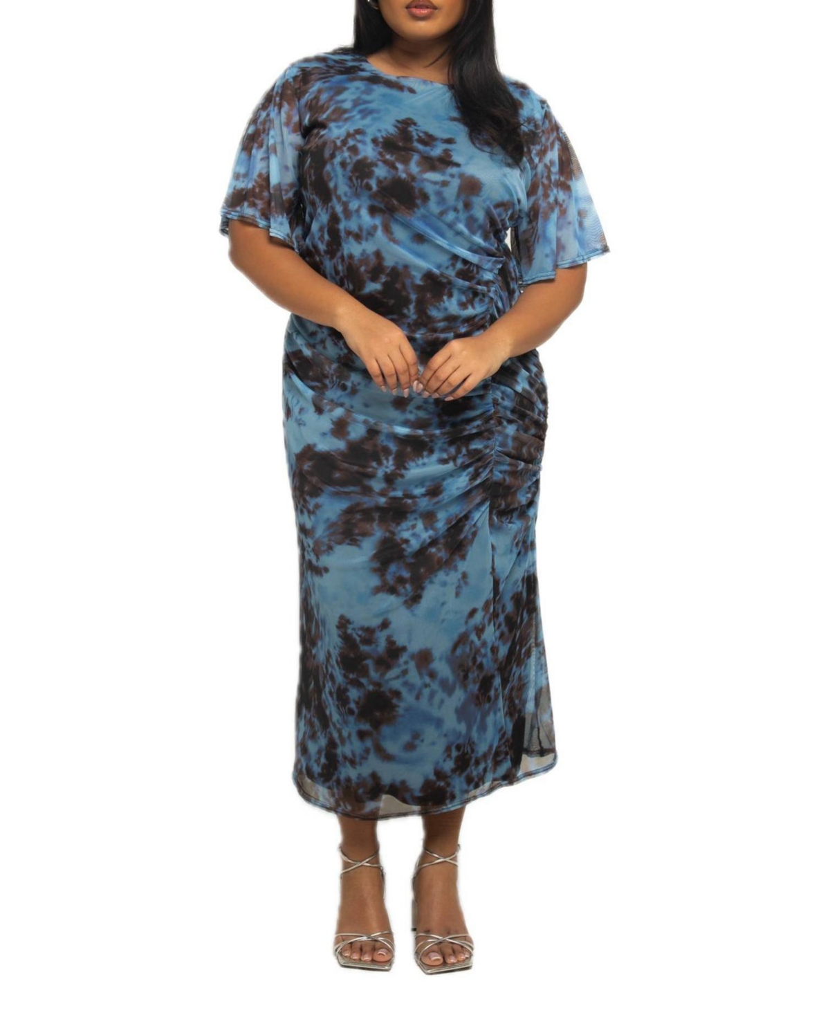 Fashion-szn Curve Women's Abstract Print Mesh Midi Dress