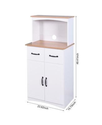 Wooden Kitchen Pantry Storage Cabinet with Drawer and Microwave Shelf