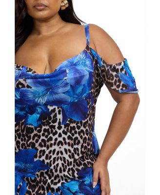 Women's Leopard Print And Floral Maxi Dress