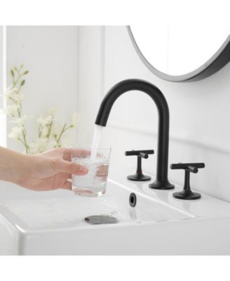 8 in. Widespread Double-Handle High-Arc Bathroom Faucet in Matte Black