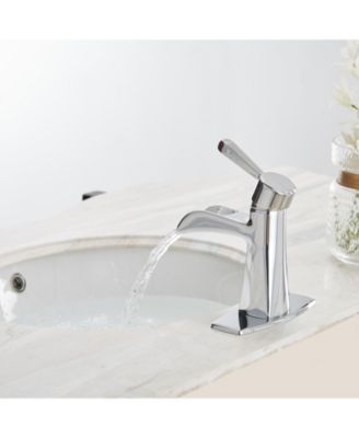 Waterfall Single Hole Single-Handle Low-Arc Bathroom Sink Faucet With Pop-up Drain Assembly