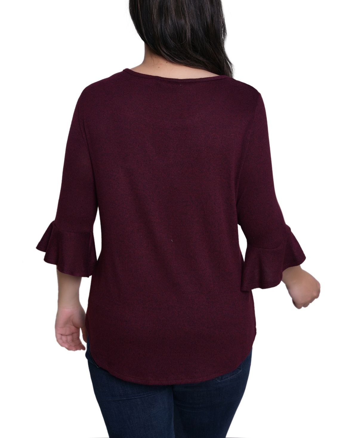 Ny Collection Petite Bell Sleeve Top In Red