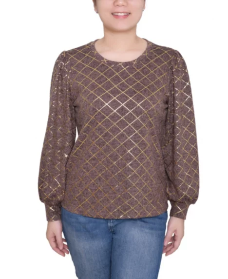 Petite Bishop Sleeve Pullover Top - Peppercorn