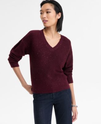 Women's Roving Sequin V-Neck Sweater, Macy's Exclusive
