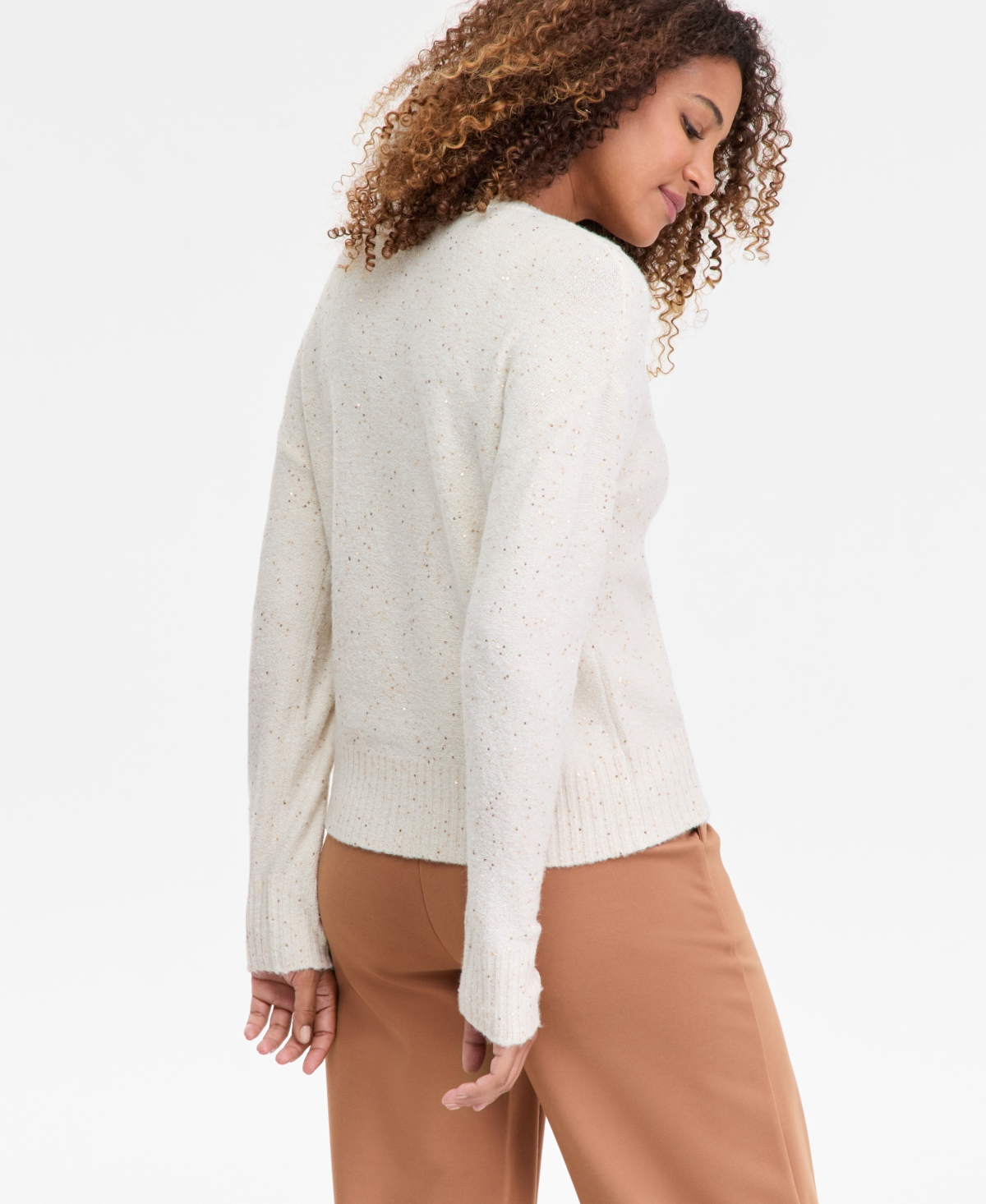 I.n.c. International Concepts Women's Roving Sequin V-Neck Sweater, Macy's Exclusive