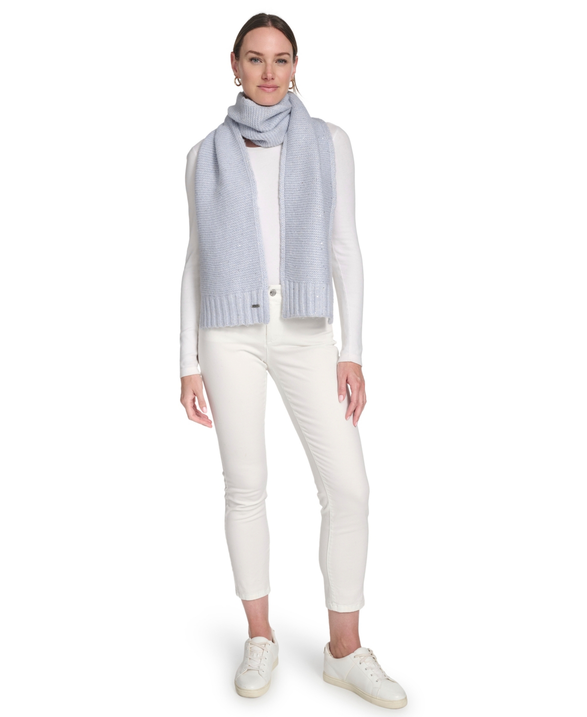Calvin Klein 2-piece Mini Sequin Hat And Scarf Set In Blue