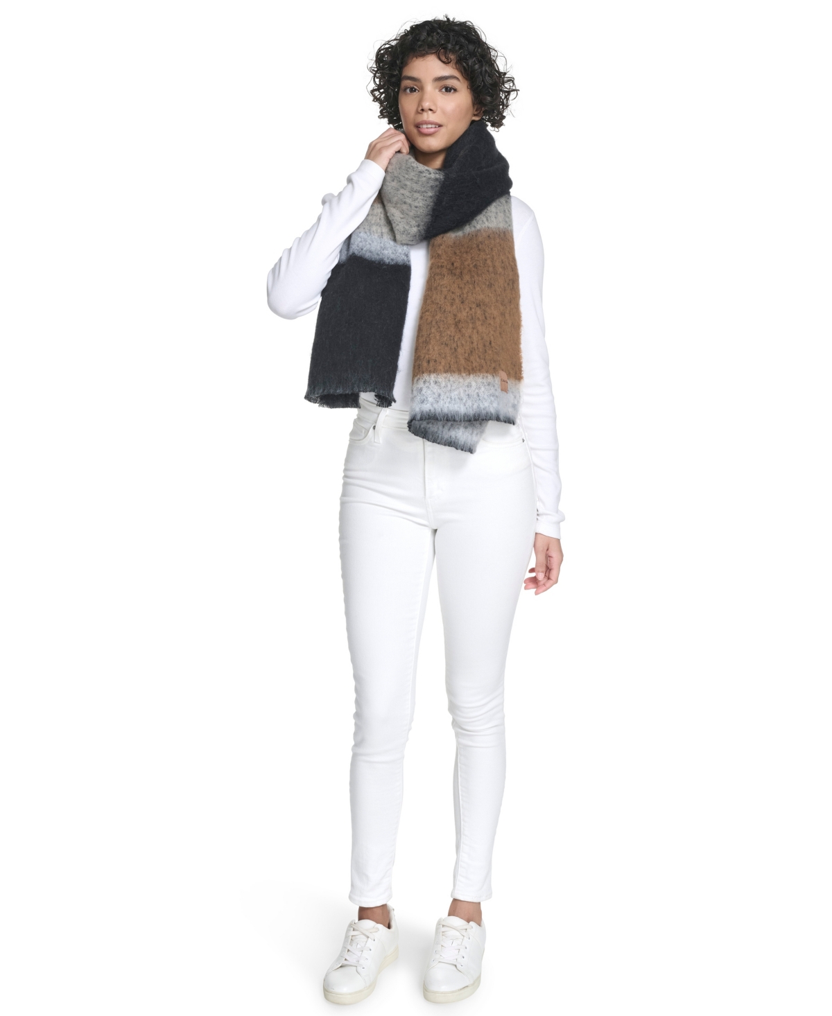 Calvin Klein Color Block Scarf In Multi
