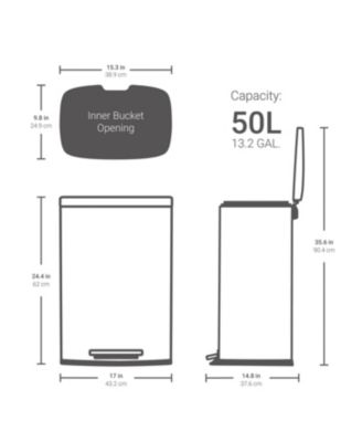 50L / 13.2 Gallon Rectangular Step Can -Black Stainless Steel