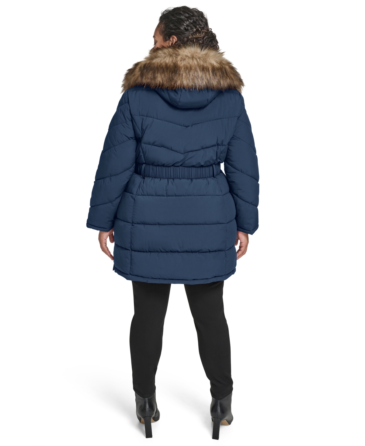Tommy Hilfiger Plus Size Hooded Puffer Coat In Blue