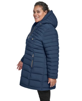 Plus Size Hooded Packable Puffer Coat