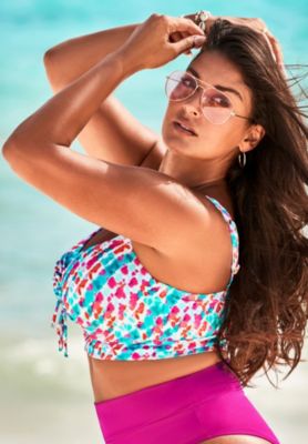 Women's Bra Tie Front Longline Underwire Bikini Top