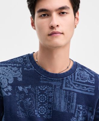 Men's Indigo Paisley Print Sweatshirt