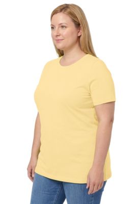 Plus Size Women's Perfect Short-Sleeve Shirred V-Neck Tunic Top