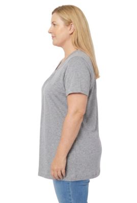 Plus Size Women's Perfect Short-Sleeve Shirred V-Neck Tunic Top