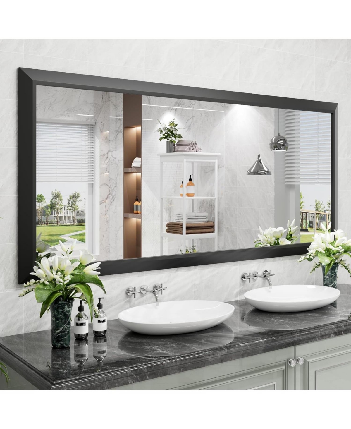 Amorho Bathroom Mirror, 72" x 32" Inch Thick Metal Framed Wall Mirrors for Over Sink, Bedroom, Living Room, Entryway