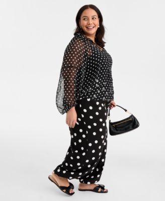 Trendy Plus Size Polka-Dot Pull-On Balloon Pants, Macy's Exclusive