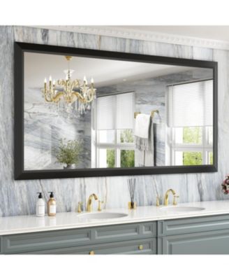 Bathroom Mirror, 72" x 36" Inch Thick Metal Framed Wall Mirrors for Over Sink, Bedroom, Living Room, Entryway, Rectangle Wall-Mounted Mirrors in Black(Horizontal/Vertical)