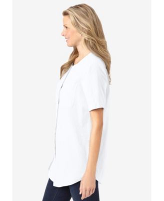 Women's Plus Size Short-Sleeve Crinkle Shirt