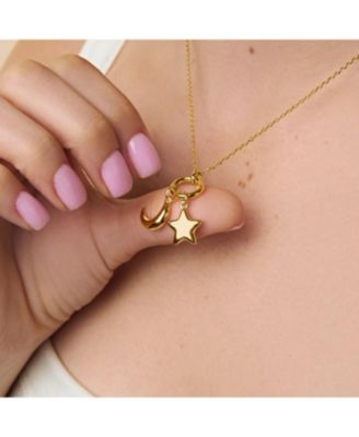 14K Gold Plated Crescent Moon Charm Necklace
