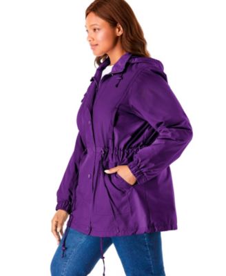 Plus Size Fleece-Lined Taslon Anorak