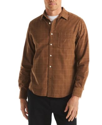 Men's Long Sleeve Corduroy Plaid Dobby Shirt