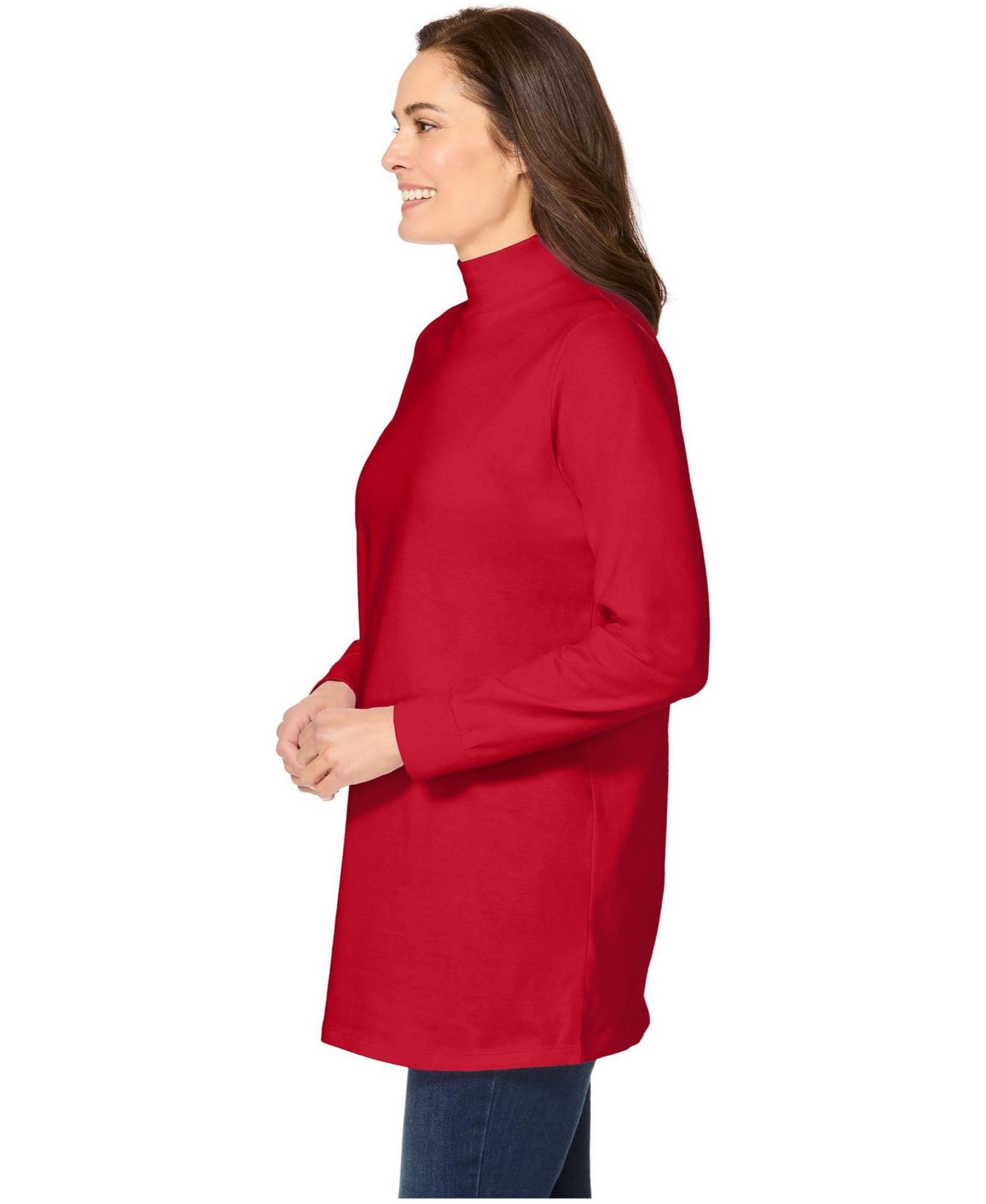 Plus Size Within Perfect Long-Sleeve Mockneck Tee