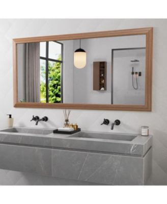 Bathroom Mirror, 60" x 28" Inch Thick Metal Framed Wall Mirrors for Over Sink, Bedroom, Living Room, Entryway, Rectangle Wall-Mounted Mirrors in Dark Brown(Horizontal/Vertical)