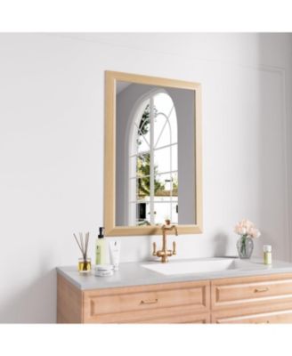 Bathroom Mirror, 36" x 24" Inch Thick Metal Framed Wall Mirrors for Over Sink, Bedroom, Living Room, Entryway, Rectangle Wall-Mounted Mirrors in Light/Pastel Yellow(Horizontal/Vertical)